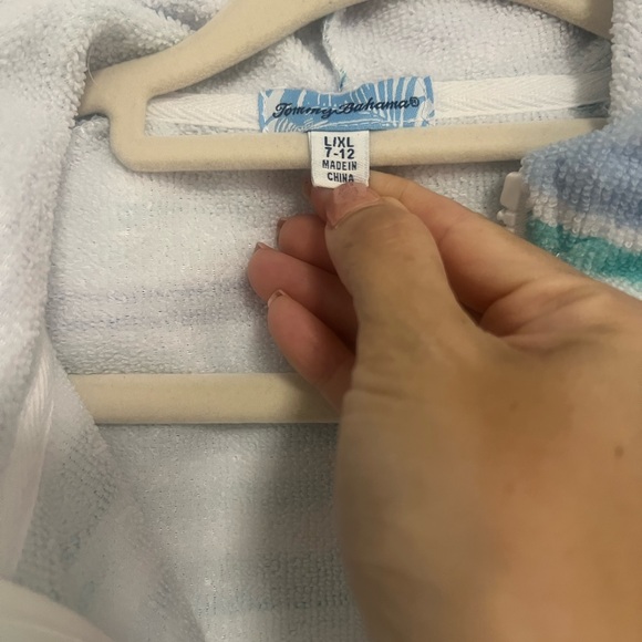 Tommy Bahama White and Blue Striped swim cover up Jacket - Picture 4 of 4